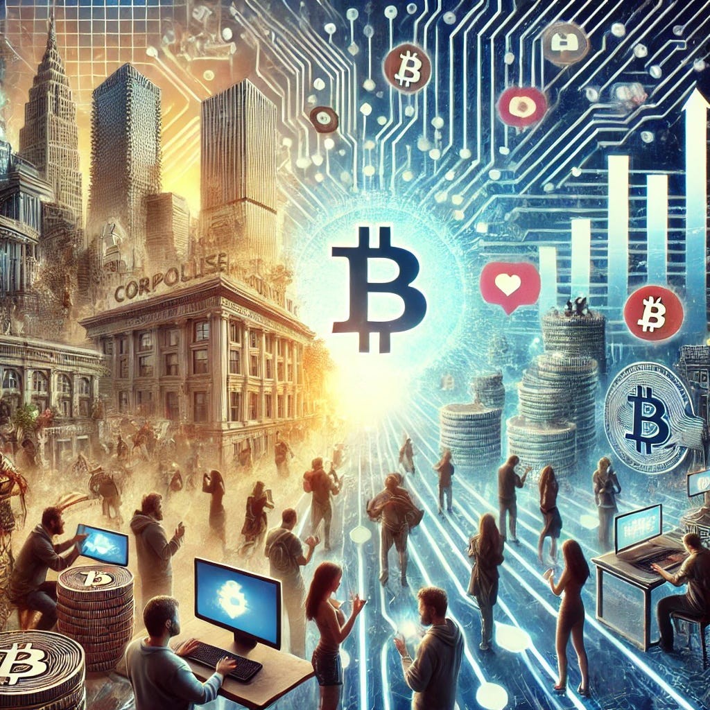 This is what ChatGPT thinks is a visual representation of the thesis of my short essay on the internet as a mode for all possibilities, including the one that lets us exit this failing system.